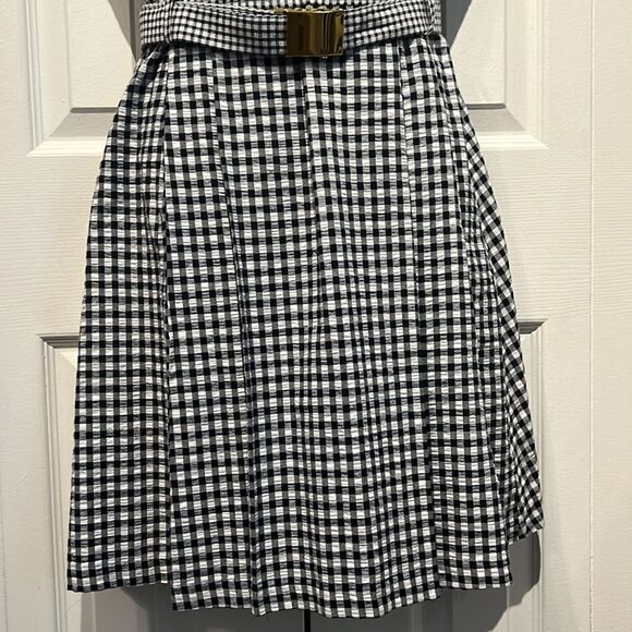 Michael Michael Kors Black/White checked Sleeveless Fit and Flare Dress Size 12 - Picture 4 of 14